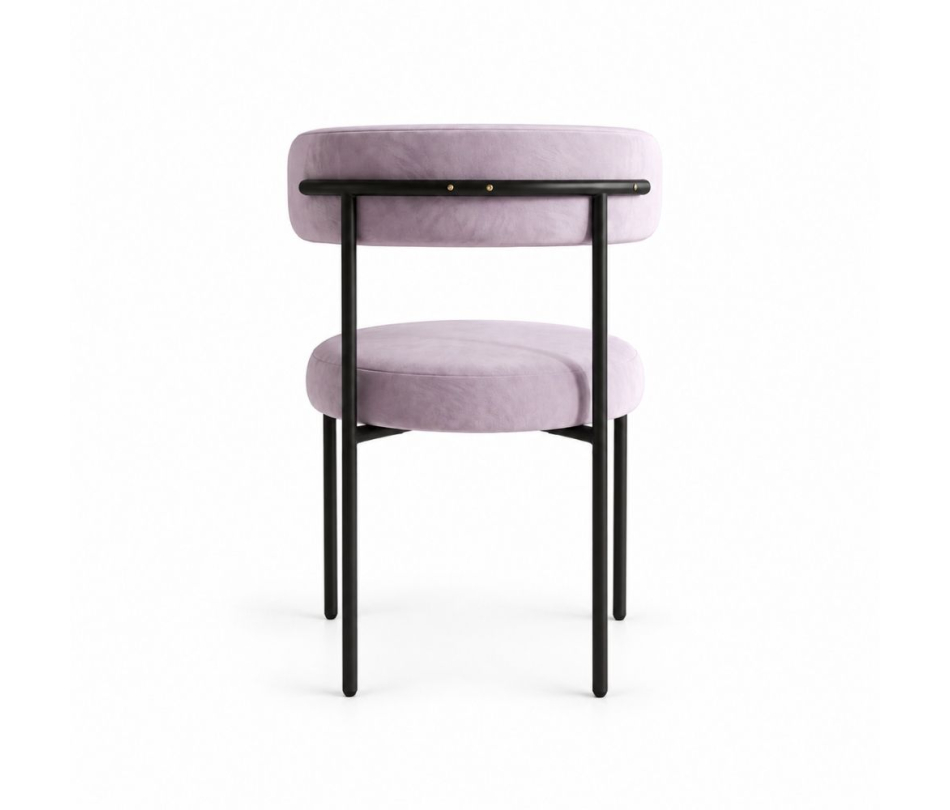 Ghế Nệm Vải Bouclé - Tím Lilac / Khung Đen