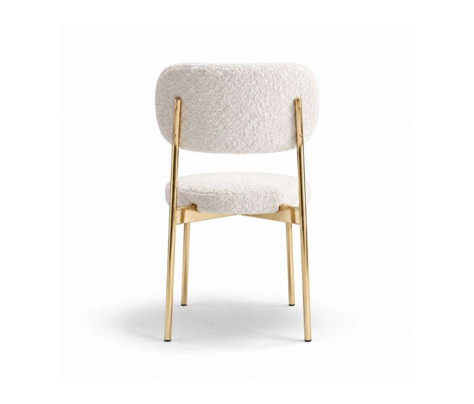 Ghế Velvet Khung Mạ Vàng Bóng - Lông Cừu Trắng