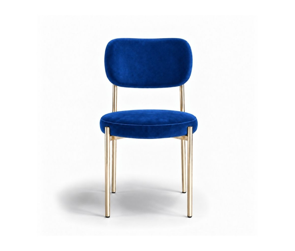 Ghế Velvet Khung Mạ Vàng Bóng - Nhung Xanh Cobalt