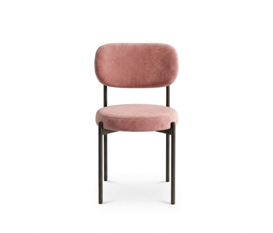 Ghế Velvet Khung Đen - Nhung Hồng Dusty