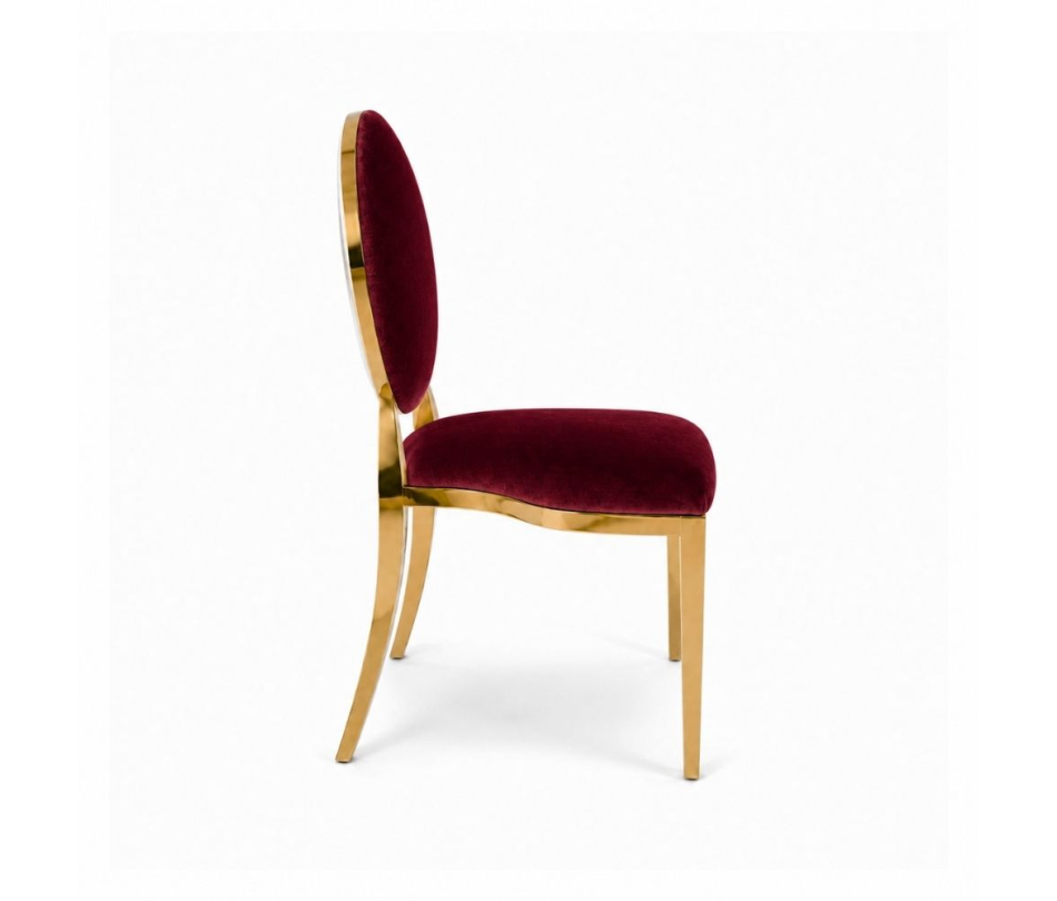 Ghế Louis Banquet Mạ Vàng - Nhung Đỏ Burgundy