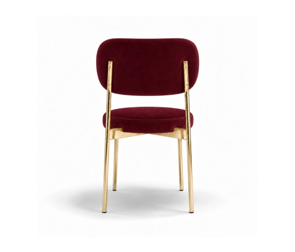 Ghế Velvet Khung Mạ Vàng Bóng - Nhung Đỏ Burgundy