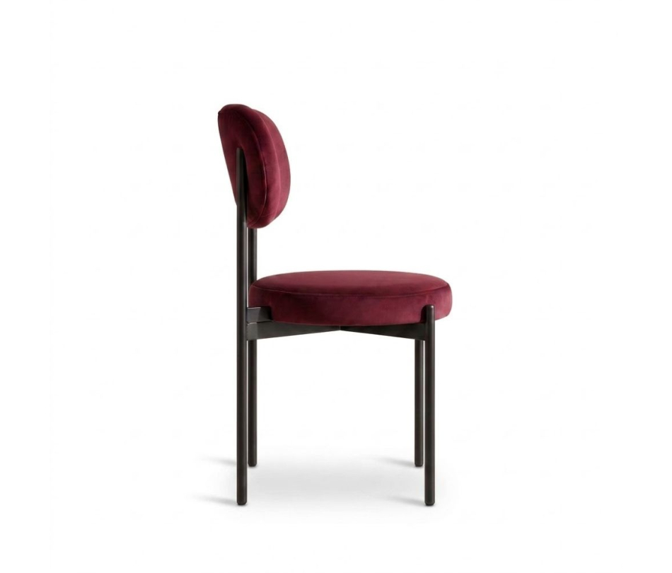 Ghế Velvet Khung Đen - Nhung Đỏ Burgundy