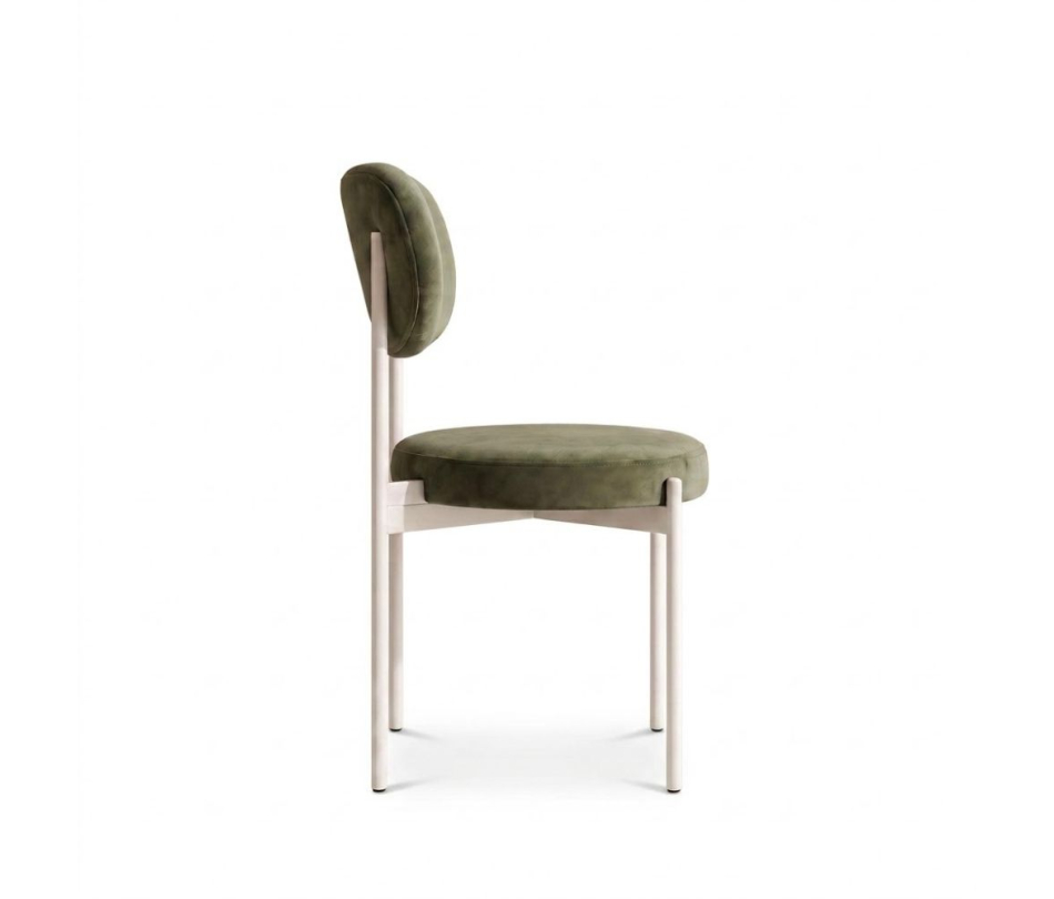 Ghế Velvet Khung Trắng - Nhung Xanh Olive