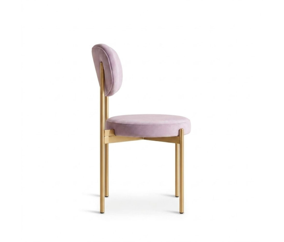 Ghế Velvet Khung Vàng Nhạt - Nhung Tím Lilac