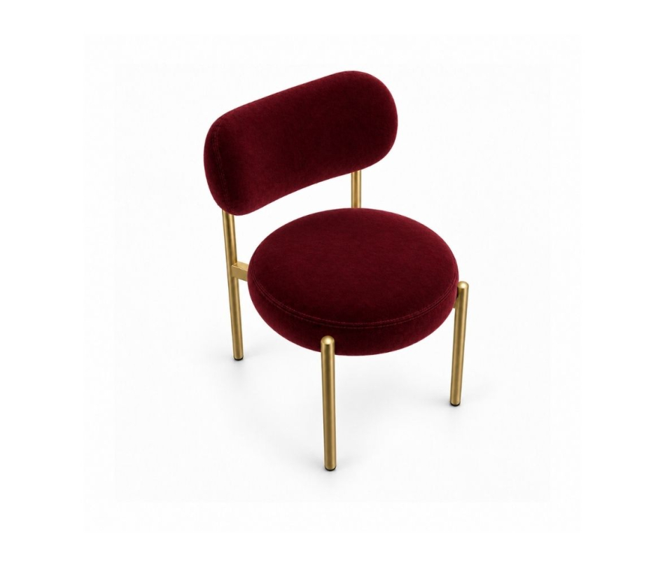Ghế Velvet Khung Mảnh Vàng Champagne - Nhung Đỏ Burgundy