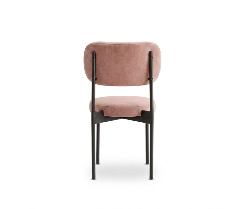 Ghế Velvet Khung Đen - Nhung Hồng Dusty