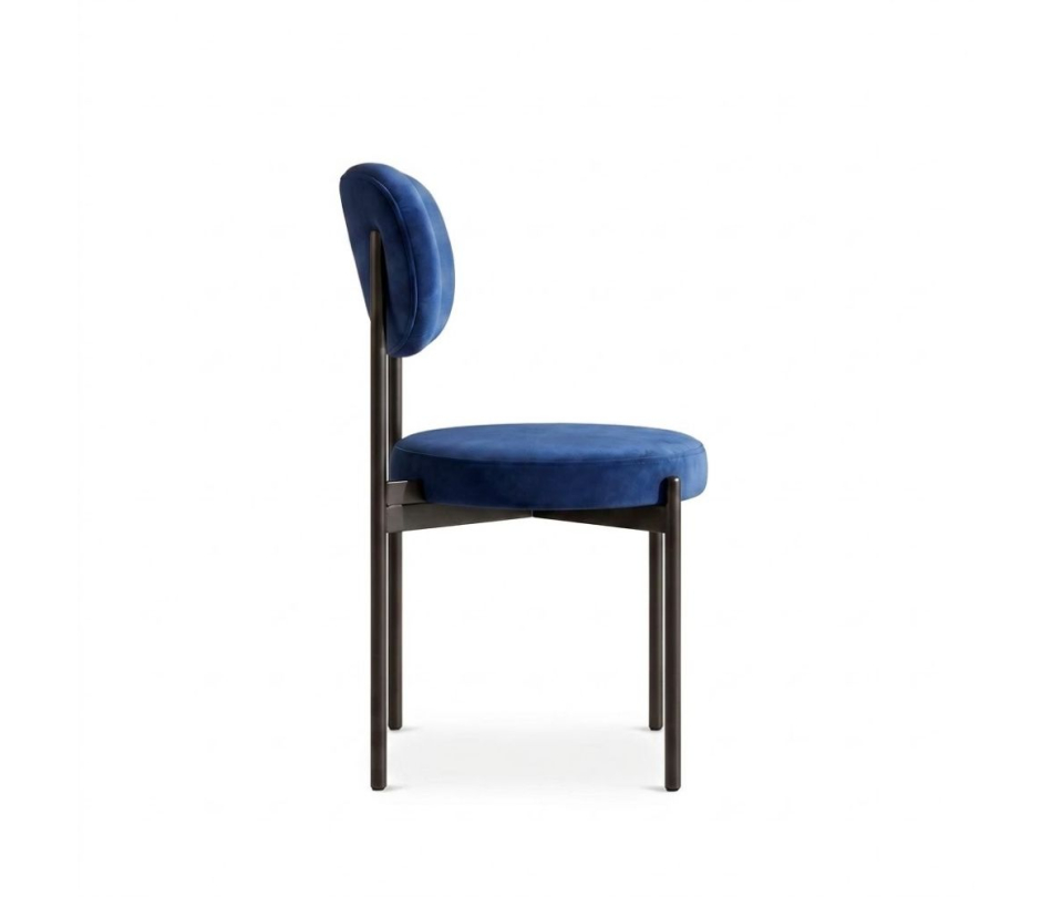 Ghế Velvet Khung Đen - Nhung Xanh Cobalt