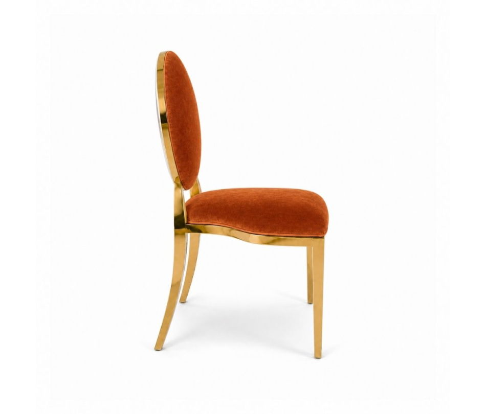 Ghế Louis Banquet Mạ Vàng - Nhung Cam Đất