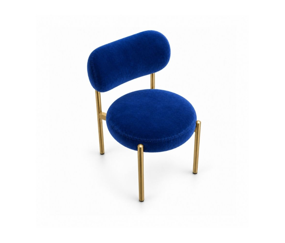 Ghế Velvet Khung Mảnh Vàng Champagne - Nhung Xanh Cobalt