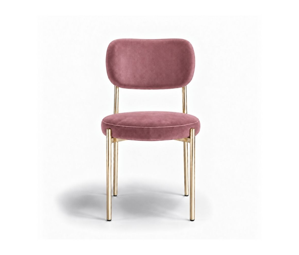 Ghế Velvet Khung Mạ Vàng Bóng - Nhung Hồng Dusty