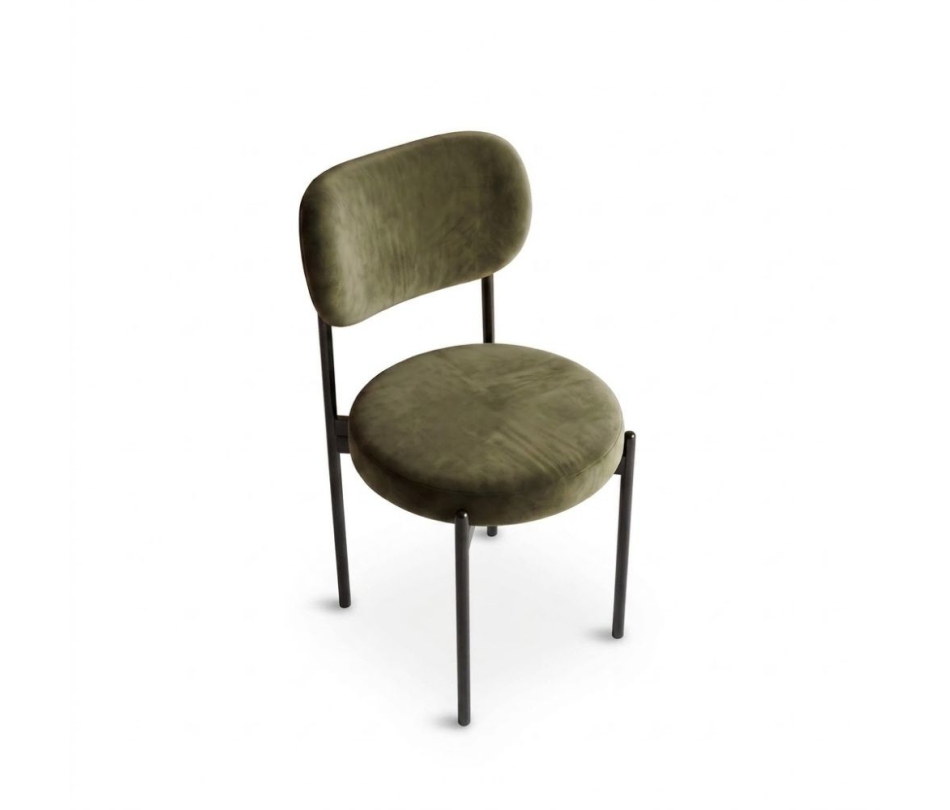 Ghế Velvet Khung Đen - Nhung Xanh Olive