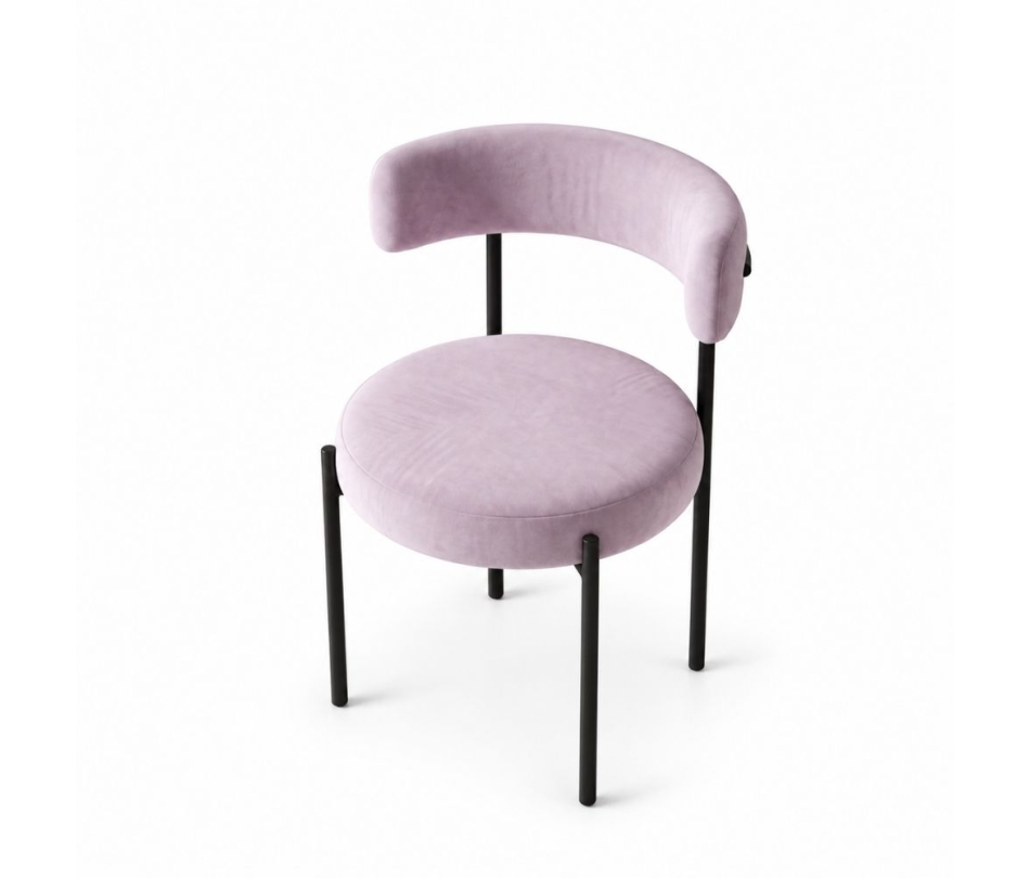 Ghế Nệm Vải Bouclé - Tím Lilac / Khung Đen