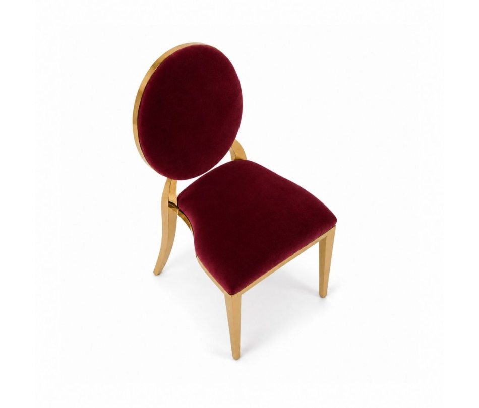 Ghế Louis Banquet Mạ Vàng - Nhung Đỏ Burgundy