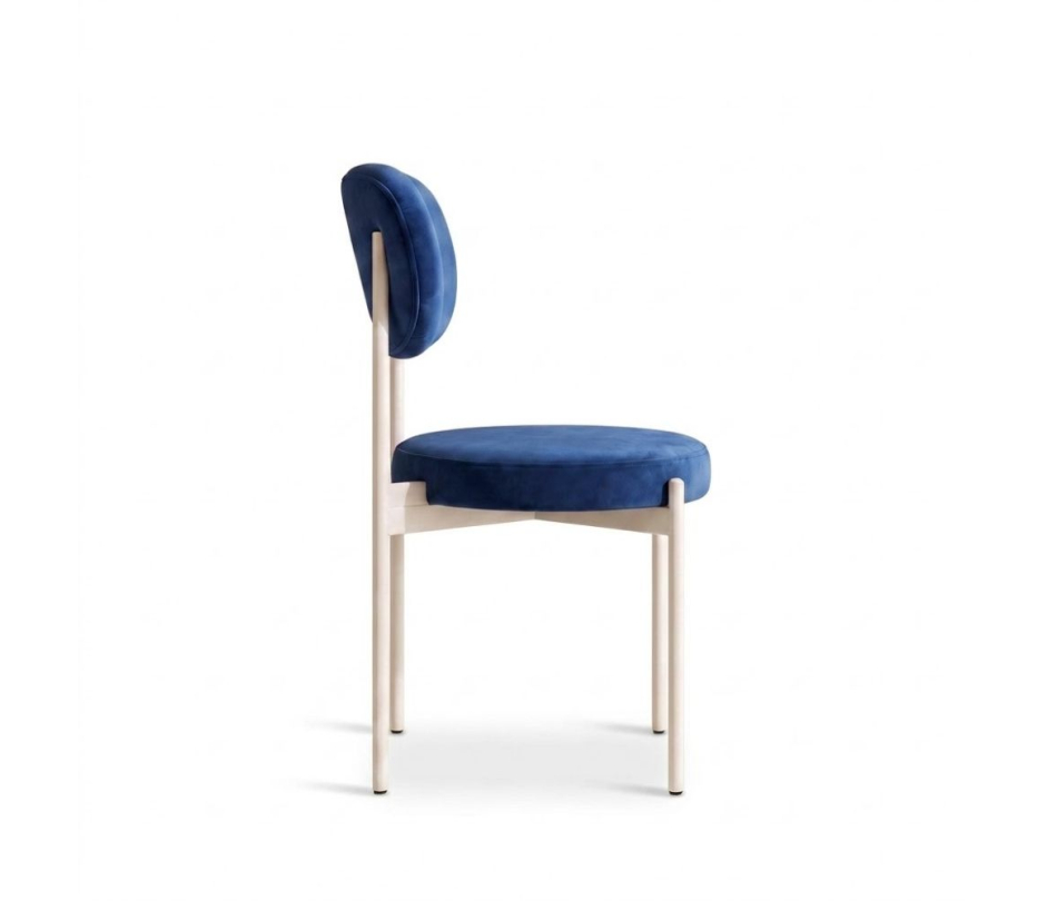Ghế Velvet Khung Trắng - Nhung Xanh Cobalt