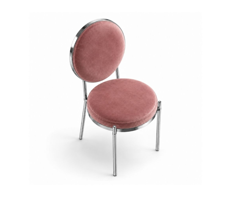Ghế Moon Mạ Bạc Bóng - Nhung Hồng Dusty