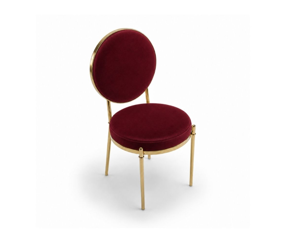 Ghế Moon Mạ Vàng Bóng - Nhung Đỏ Burgundy