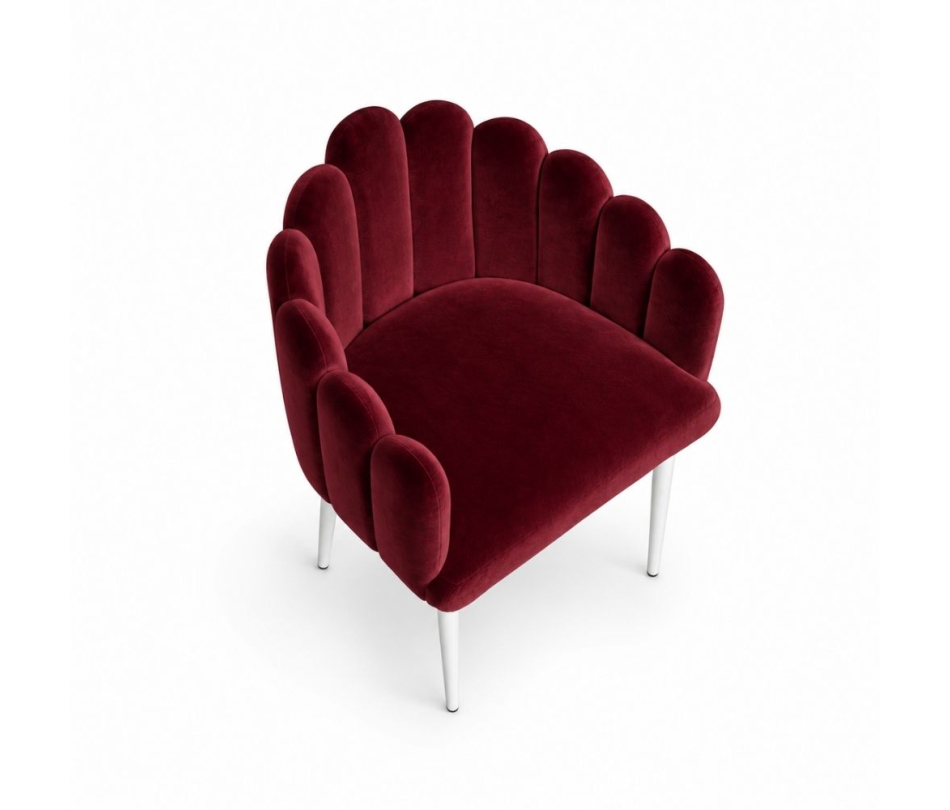Ghế Bloom Armchair - Nhung Đỏ Burgundy