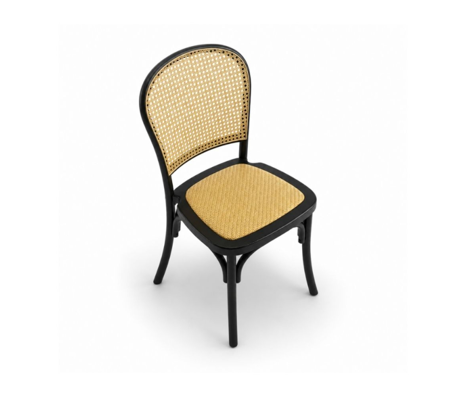 Ghế Caneback Khung Đen - Đan Mây