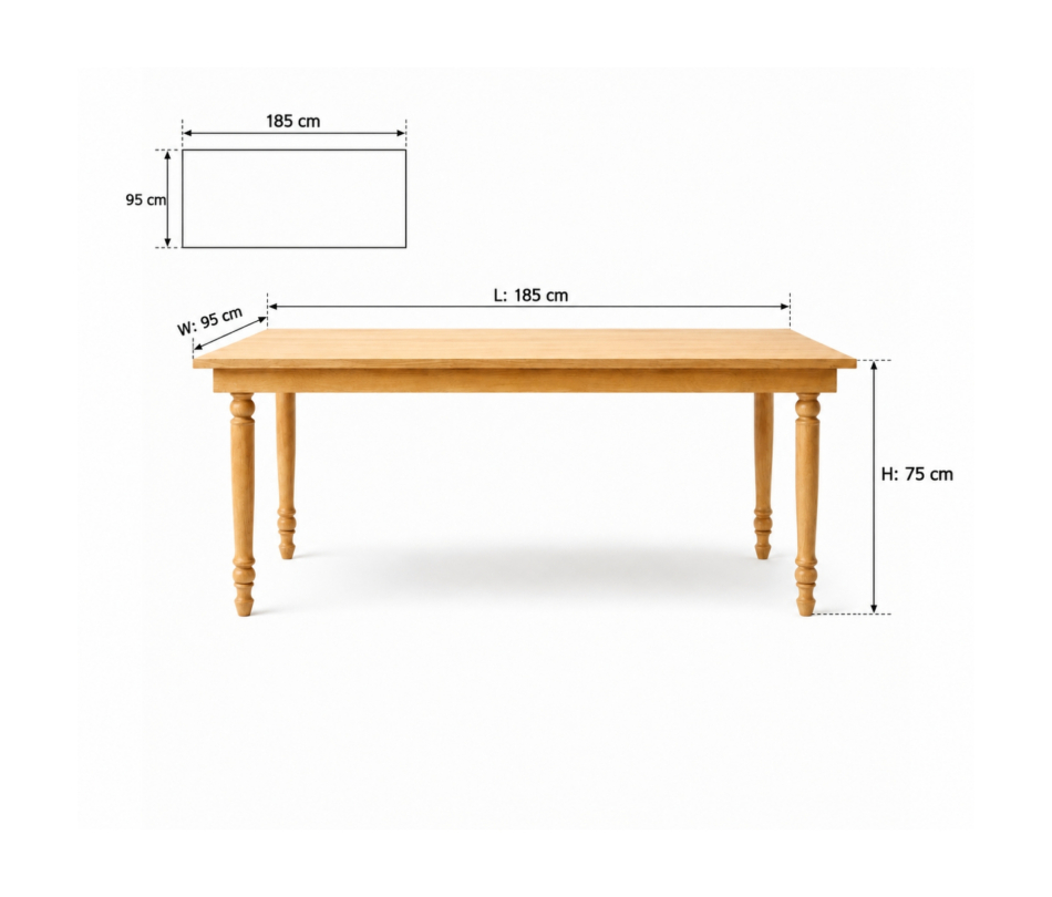 Bàn Gỗ Chữ Nhật - 185 x 95 CM