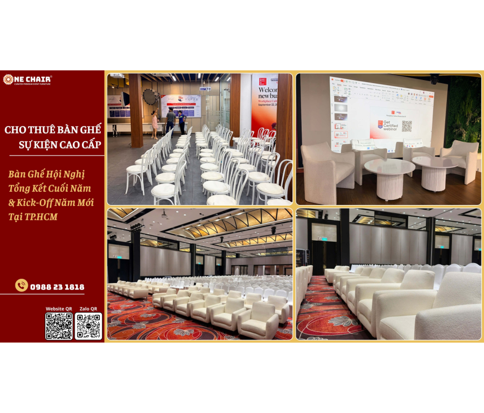 Cho thuê bàn ghế hội nghị tổng kết cuối năm & kick-off năm mới cao cấp tại TP.HCM