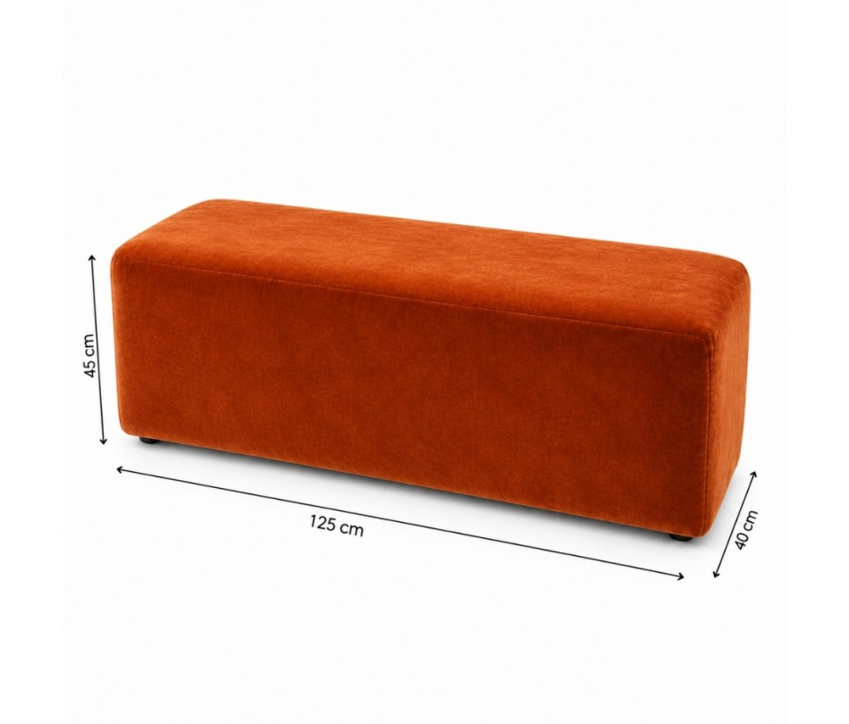 Ghế Bench Dài - Nhung Cam Đất