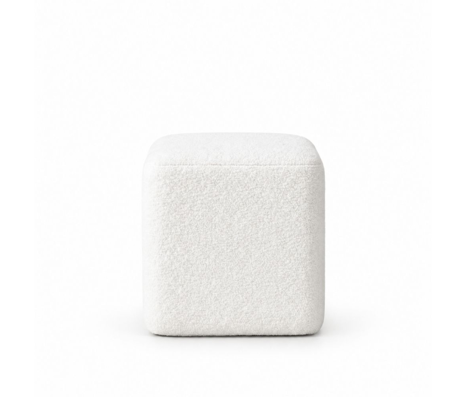 Đôn Vuông Bouclé - Trắng