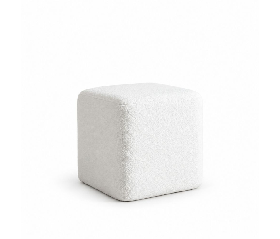 Đôn Vuông Bouclé - Trắng