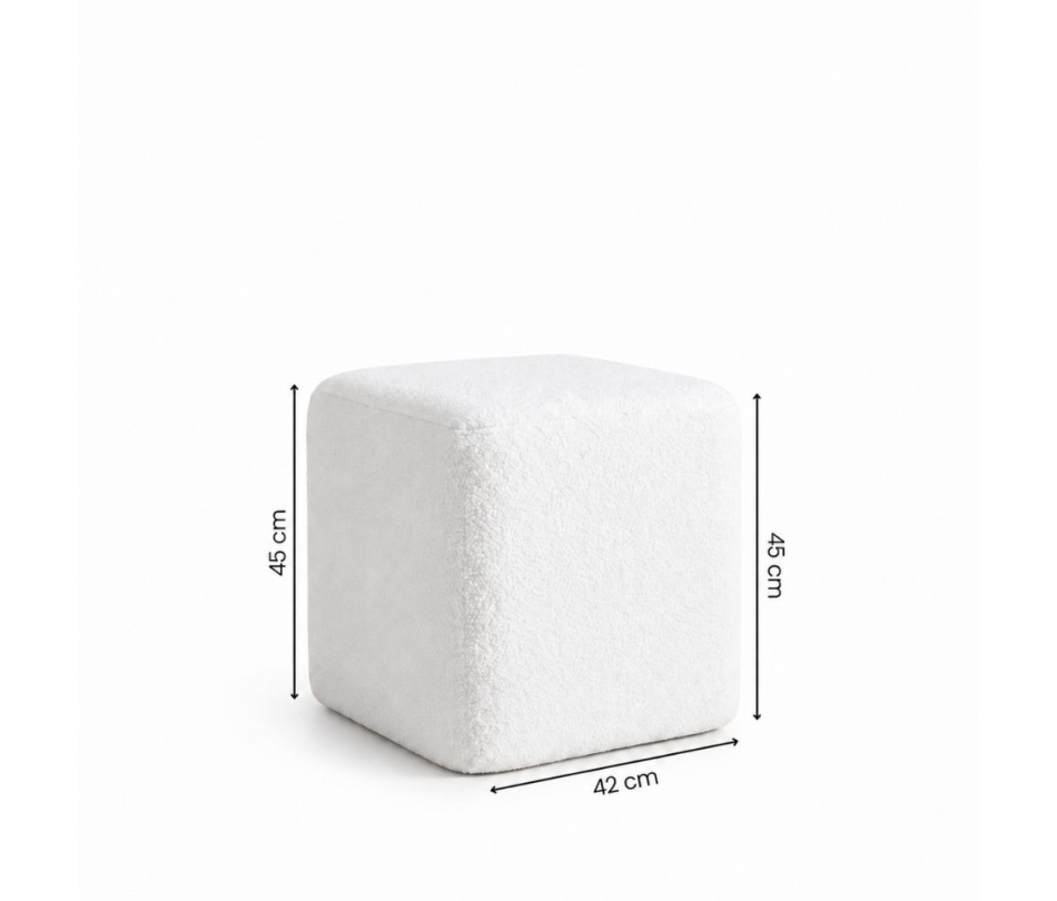 Đôn Vuông Bouclé - Trắng