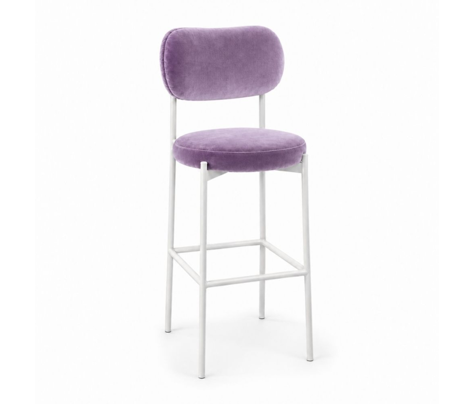 Ghế Velvet Bar Khung Trắng - Tím Lilac