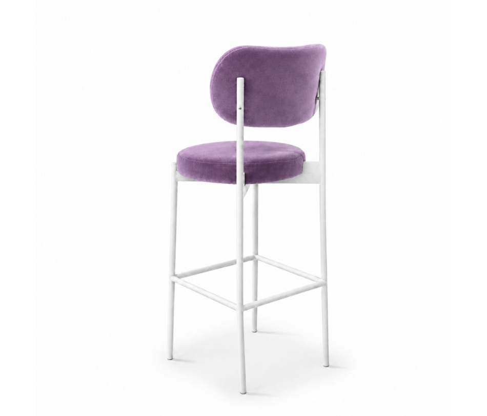 Ghế Velvet Bar Khung Trắng - Tím Lilac