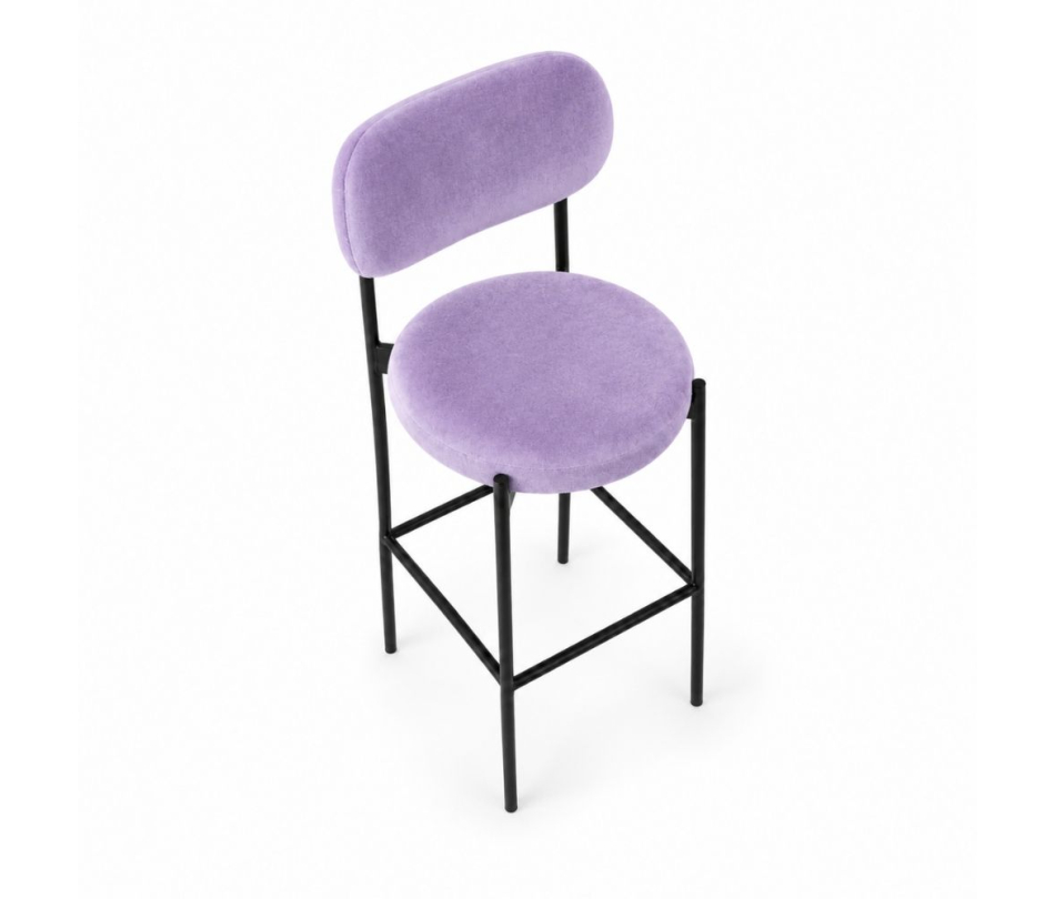 Ghế Velvet Bar Khung Đen - Tím Lilac