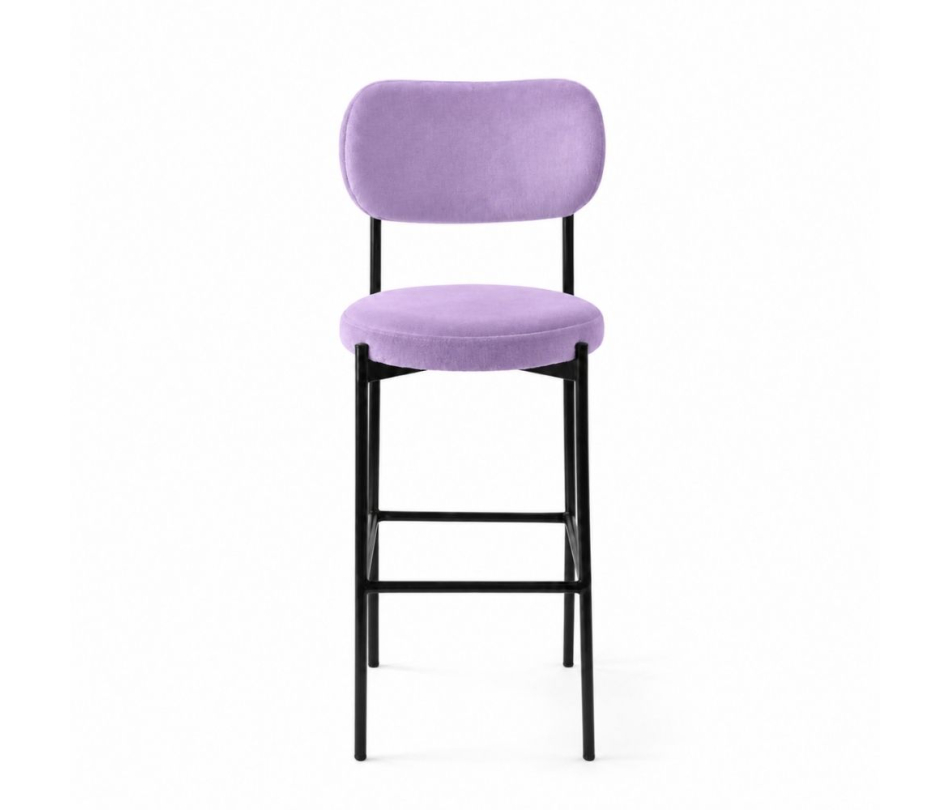 Ghế Velvet Bar Khung Đen - Tím Lilac
