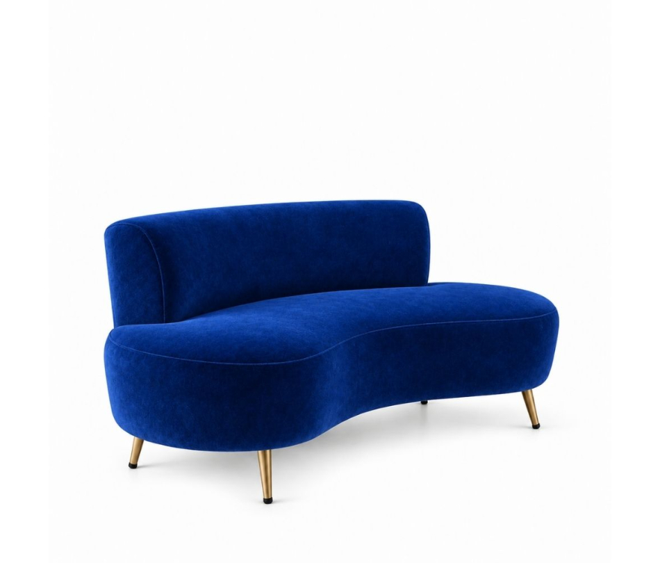 Sofa Cong Flow - Nhung Xanh Cobalt