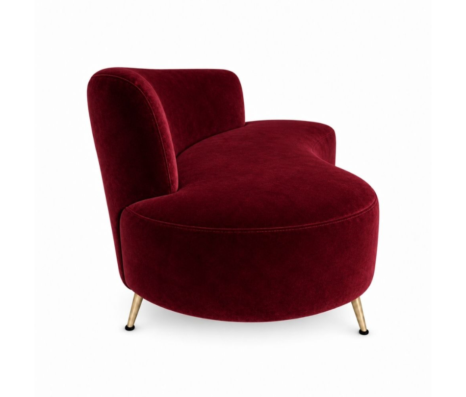 Sofa Cong Flow - Nhung Đỏ Burgundy