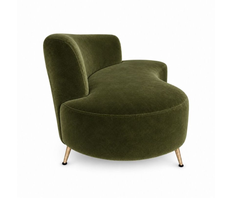 Sofa Cong Flow - Nhung Xanh Olive
