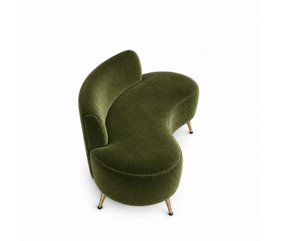 Sofa Cong Flow - Nhung Xanh Olive