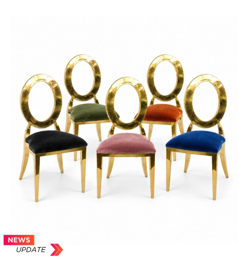 Ghế Louis Oval Mạ Vàng - Nệm Nhung Màu