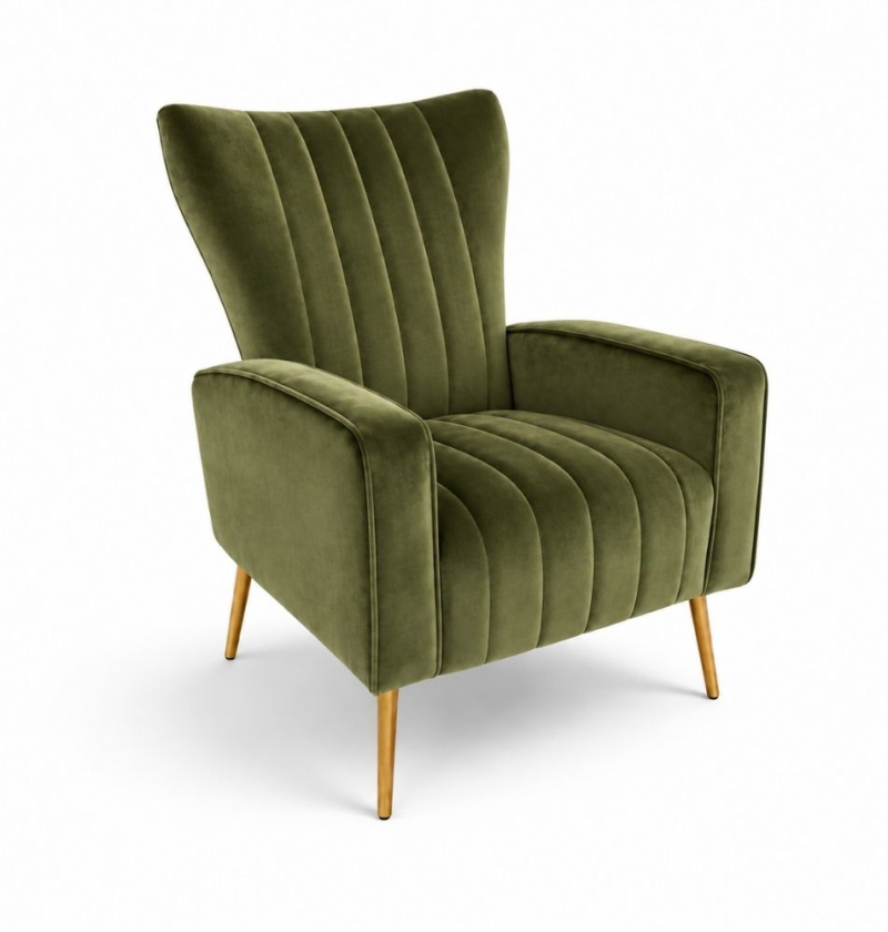 Ghế Sofa Armchair Aria - Nhung Xanh Olive