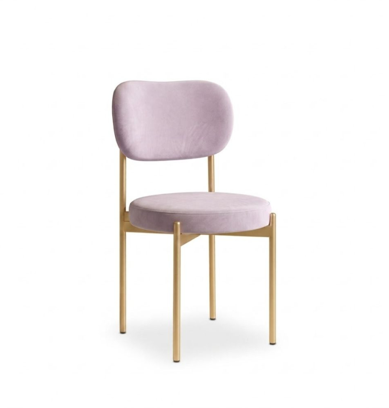 Ghế Velvet Khung Vàng Nhạt - Nhung Tím Lilac