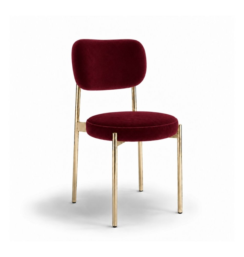Ghế Velvet Khung Mạ Vàng Bóng - Nhung Đỏ Burgundy
