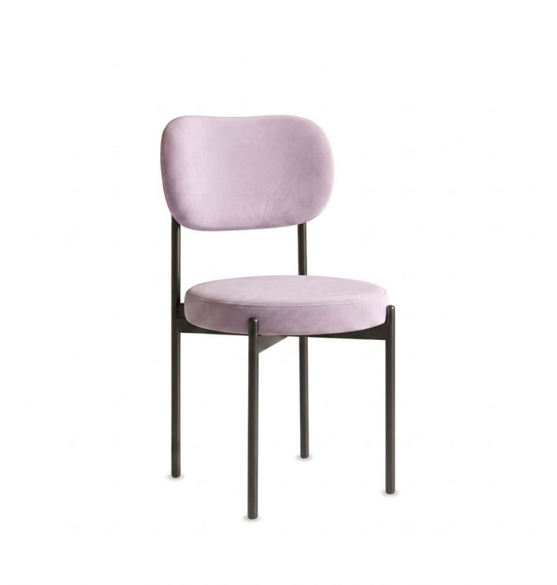 Ghế Velvet Khung Đen - Nhung Tím Lilac