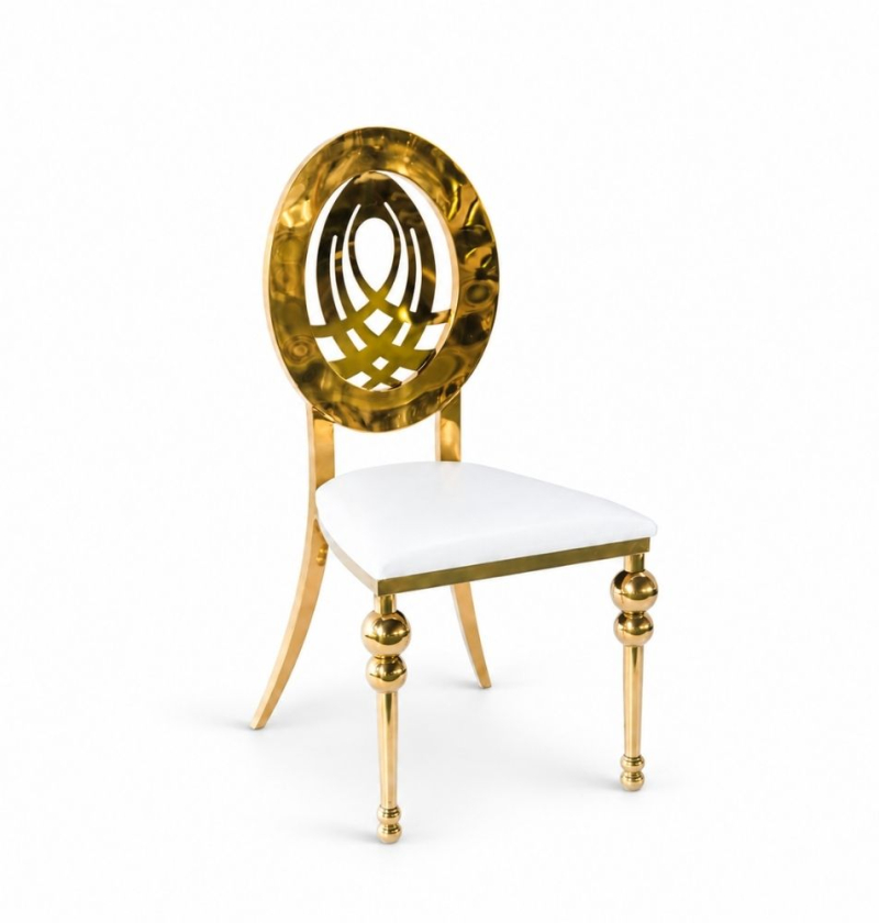 Ghế Louis Peacock Mạ Vàng - Da Trắng