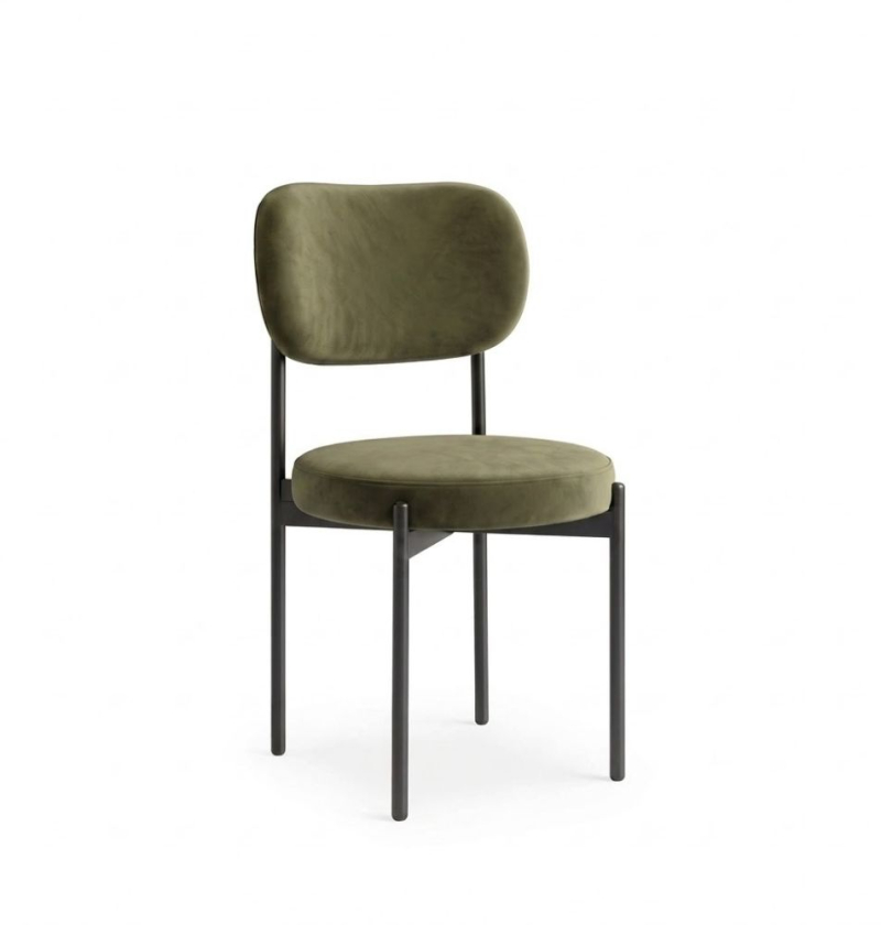 Ghế Velvet Khung Đen - Nhung Xanh Olive