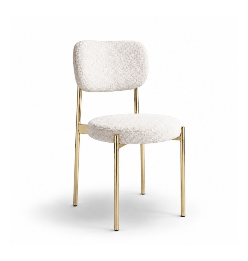 Ghế Velvet Khung Mạ Vàng Bóng - Lông Cừu Trắng