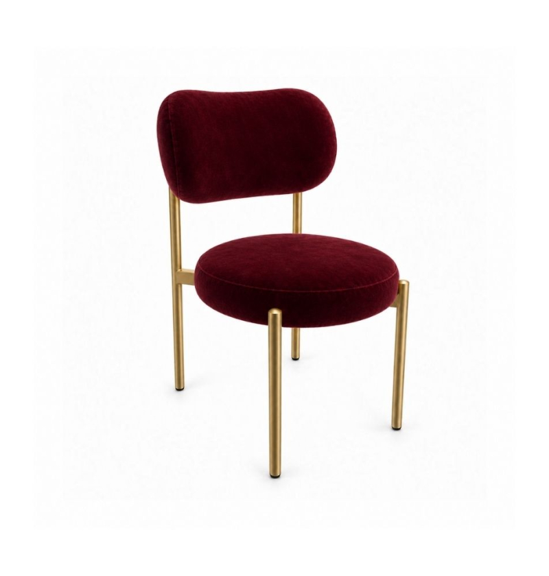 Ghế Velvet Khung Mảnh Vàng Champagne - Nhung Đỏ Burgundy