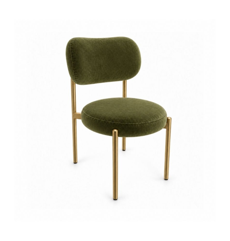 Ghế Velvet Khung Mảnh Vàng Champagne - Nhung Xanh Olive