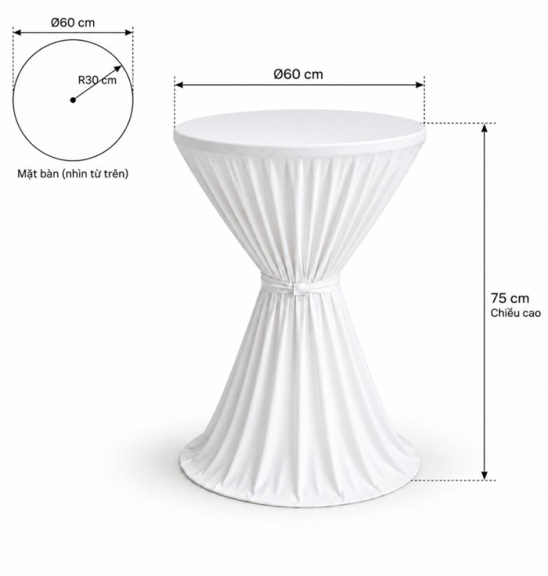 Bàn Phủ Khăn 75cm - Ø60cm