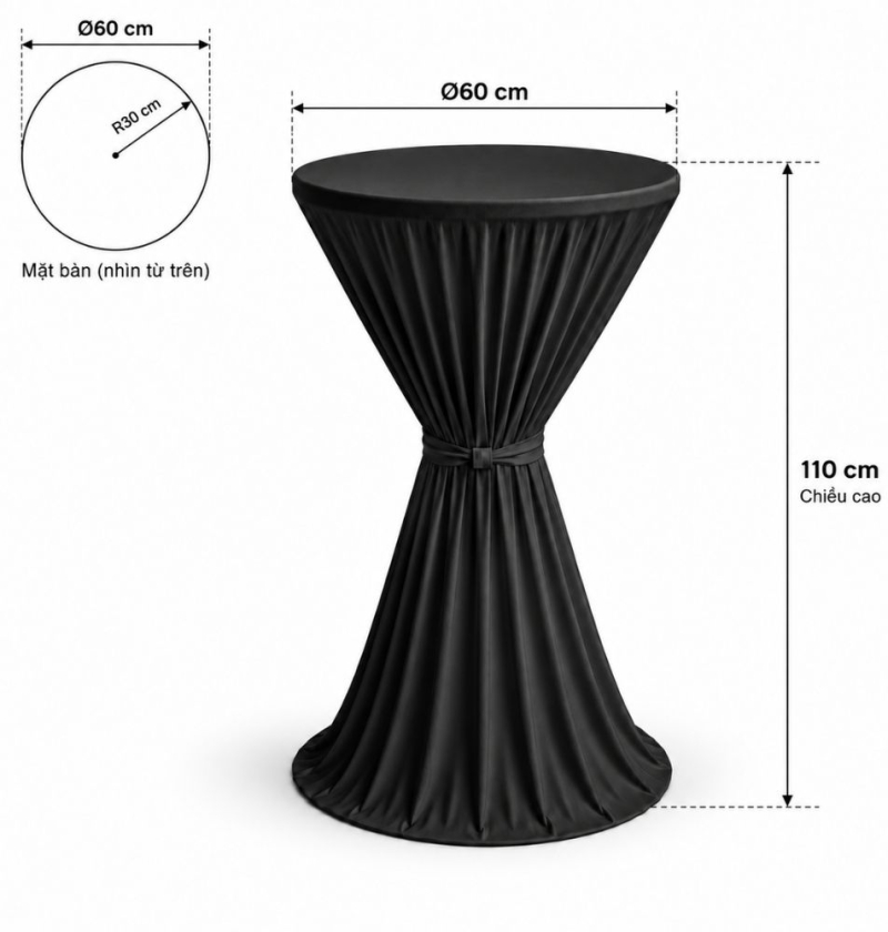 Bàn Bar Phủ Khăn 110cm - Ø60cm