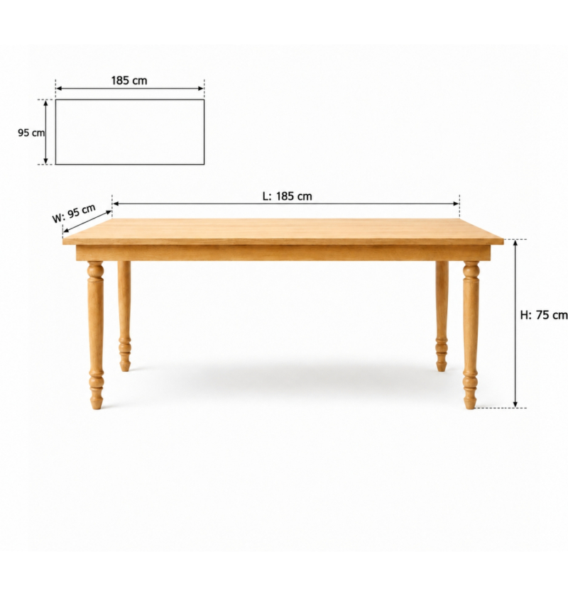 Bàn Gỗ Chữ Nhật - 185 x 95 CM